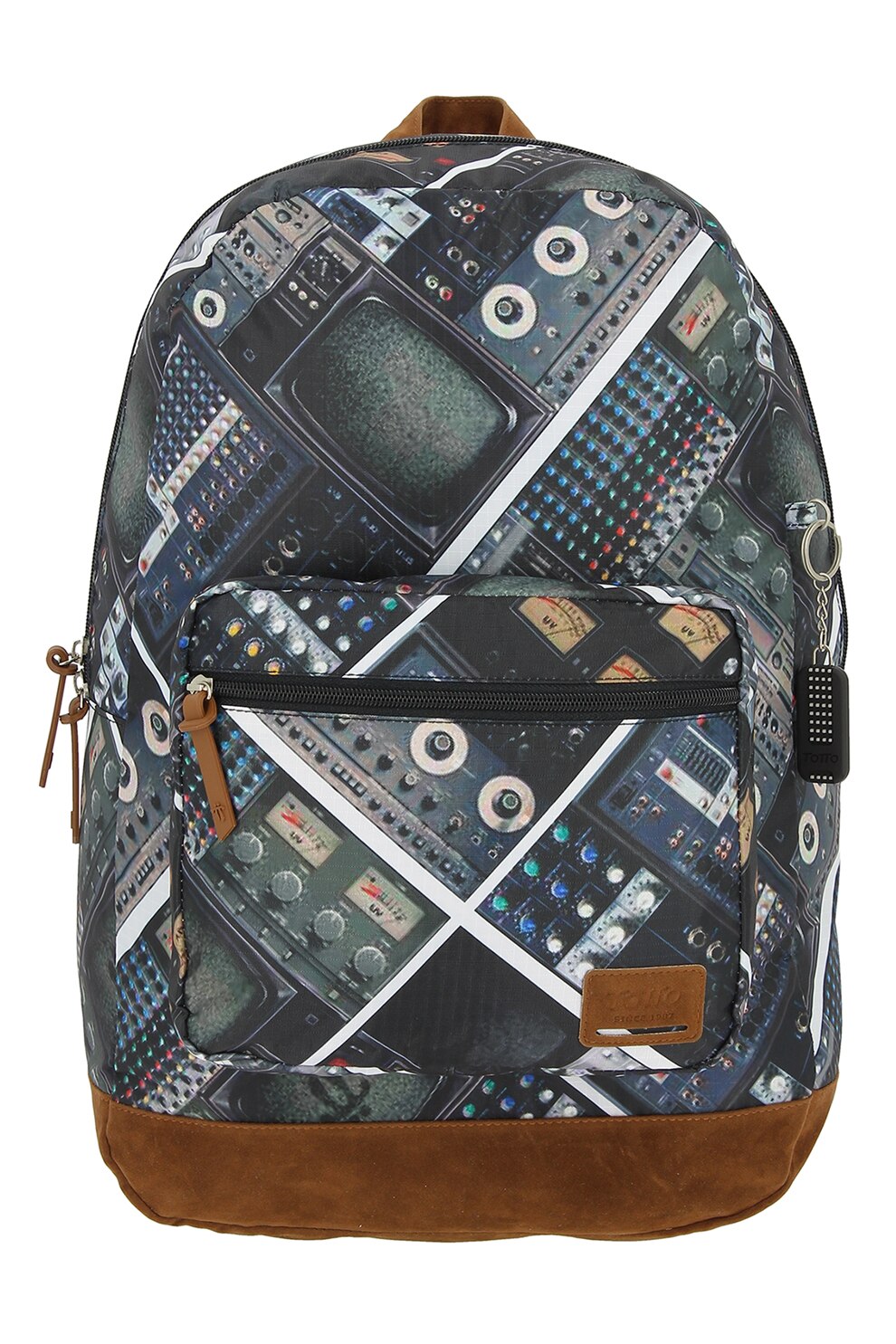 Totto, Rucsac cu imprimeu cu bretele ajustabile, Gri/Alb/Maro caramel