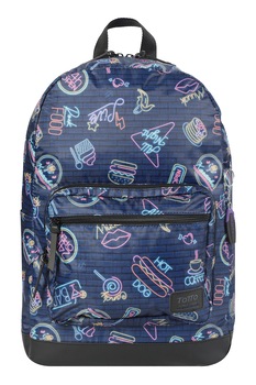 Totto, Rucsac cu imprimeu floral si buzunar exterior - 24 L, Albastru indigo/Roz/Galben Totto, Rucsac cu imprimeu floral si buzunar exterior - 24 L, Albastru indigo/Roz/Galben