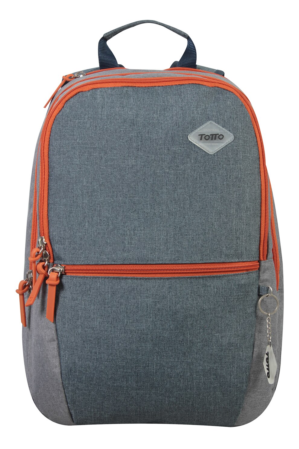 Totto, Rucsac cu detalii contrastante din material textil - 18L, Gri melange/Oranj