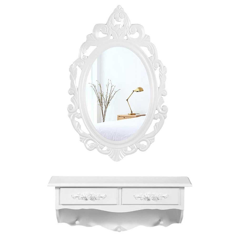 Masuta machiaj cu oglinda, masuta 55x15x19 cm, oglinda 38x60 cm, 2 sertare,culoare alb,mdf