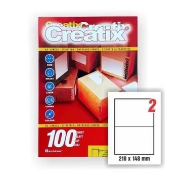 Etichete autoadezive 210x148mm 2/A4, 100 coli/top Creatix Etichete autoadezive 210x148mm 2/A4, 100 coli/top Creatix