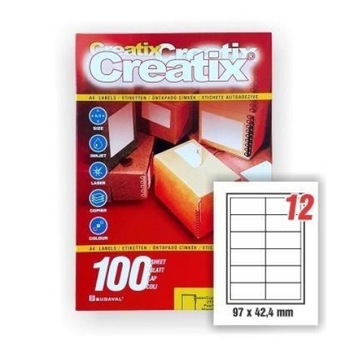 Etichete autoadezive 97x42.4 mm 12/A4, 100 coli/top Creatix Etichete autoadezive 97x42.4 mm 12/A4, 100 coli/top Creatix