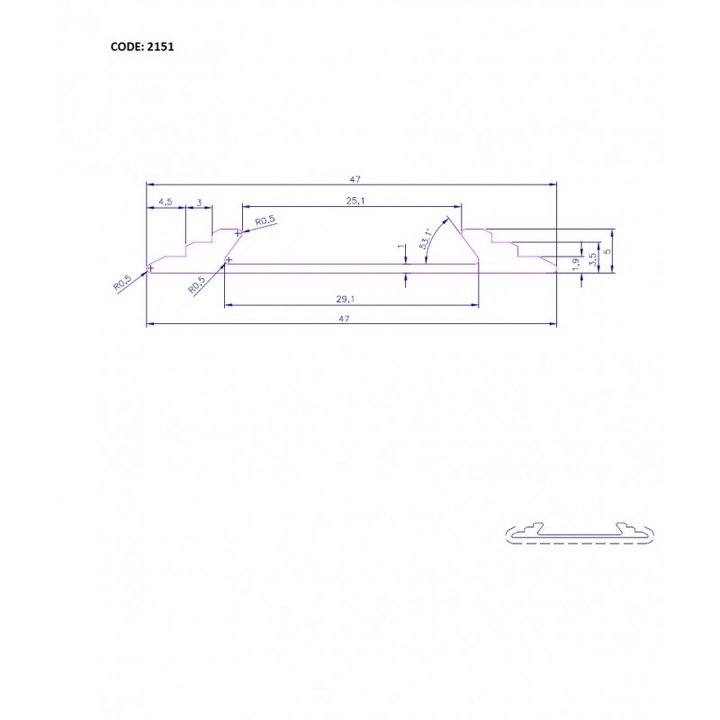 Set 5 buc profile drepte aluminiu pentru treapta Ersin 2151, argintii, antiderapante cu banda de cauciuc, 47mmx300cm