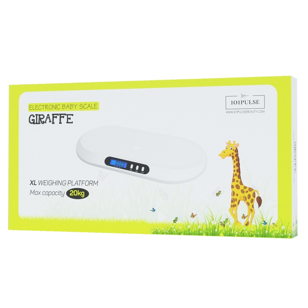 Cantar digital pentru bebelusi 101Pulse, bluetooth si aplicatie pentru smartphone, afisaj LCD, functie Tara, Auto off, alb