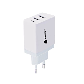 Incarcator priza EU, dual USB, RO & MAN RC06-W, 5V / 2.1 A, 2 x USB, intrare AC 100 - 240V, indicator LED, alb Incarcator priza EU, dual USB, RO & MAN RC06-W, 5V / 2.1 A, 2 x USB, intrare AC 100 - 240V, indicator LED, alb