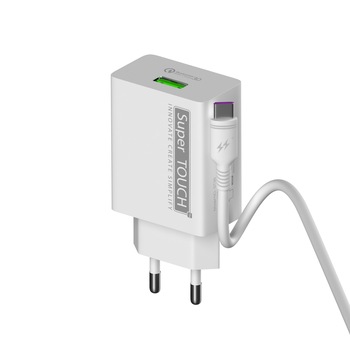 Incarcator rapid QC 3.0 Fast Charger 18W Super TOUCH, alb Incarcator rapid QC 3.0 Fast Charger 18W Super TOUCH, alb