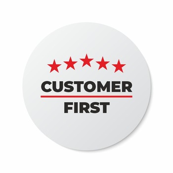 Etichete adezive, Customer First, 100 buc, PVC, 3x3 cm Etichete adezive, Customer First, 100 buc, PVC, 3x3 cm