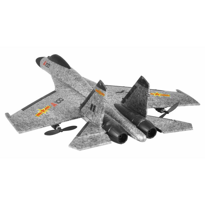 Avion RC cu telecomanda J-1, Gyroscop care stabilizeaza zborul, Lungime 42 cm, Anvergura 33.5 cm, 2,4GHz, 3 canale, RTF, 14+