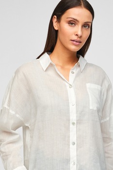 s.Oliver, Camasa din amestec de in cu maneci lungi, Alb s.Oliver, Camasa din amestec de in cu maneci lungi, Alb
