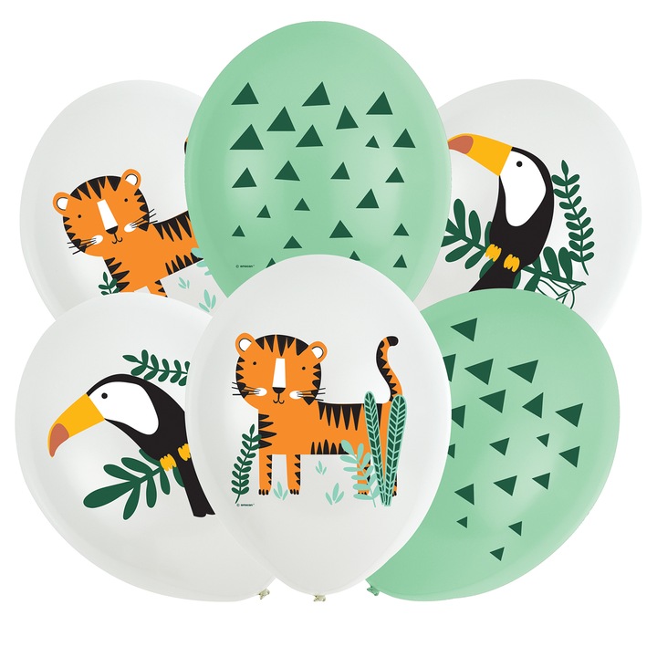 Комплект от 6 латексови балона Safari, многоцветни, 27,5 см