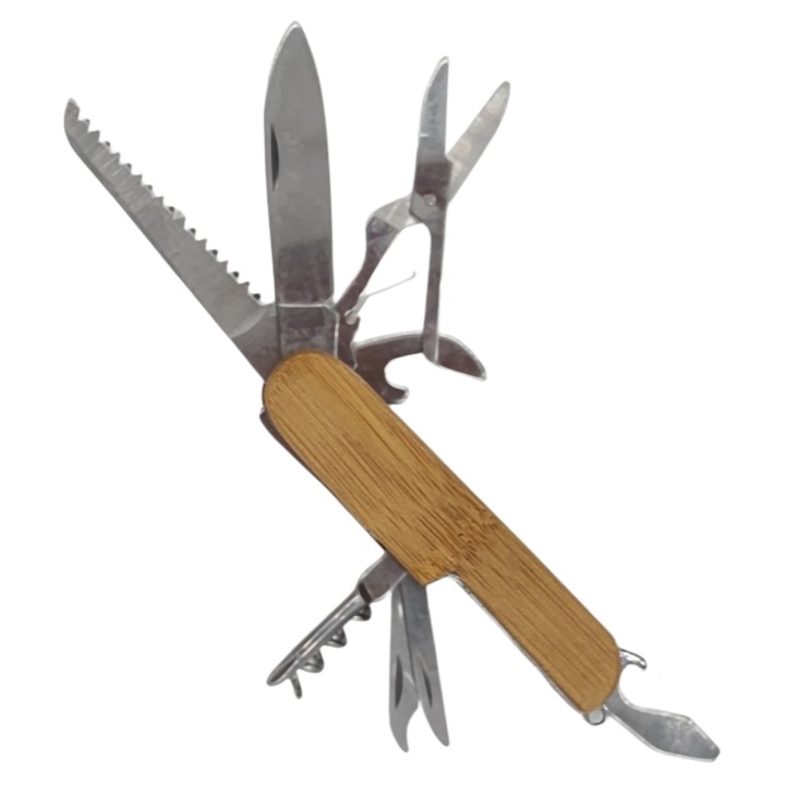 Швейцарски метален тирбушон нож с 9 функции, дърво, Dalimag