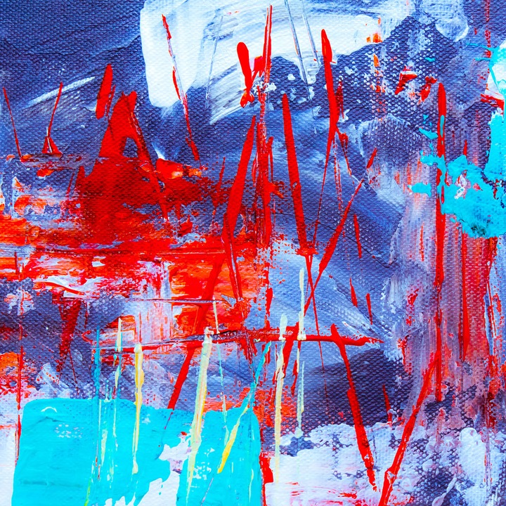 Autocolant Art Star pentru mobilier, Pictura abstracta in rosu si albastru, autoadeziv, latime 50 cm x lungime 70 cm