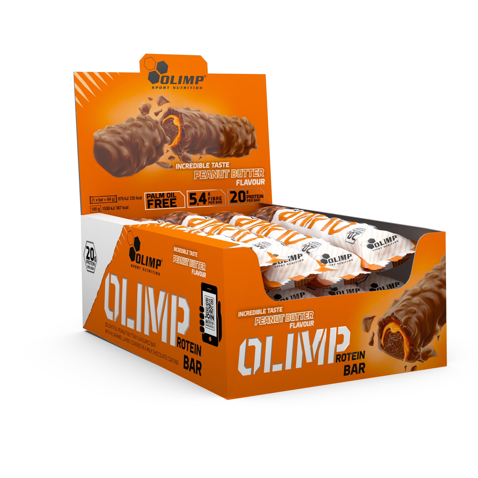Batoane proteice, Olimp Sport Nutrition Protein Bar Peanut Butter, 12 buc x 64 g
