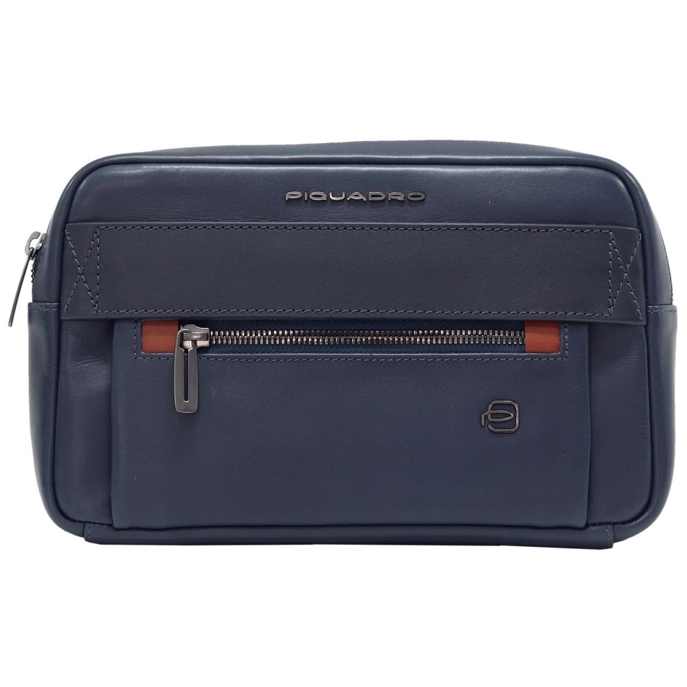 Borseta de brau (marsupiu), Piquadro, din piele naturala, CA5559W110/BLU, bleumarin