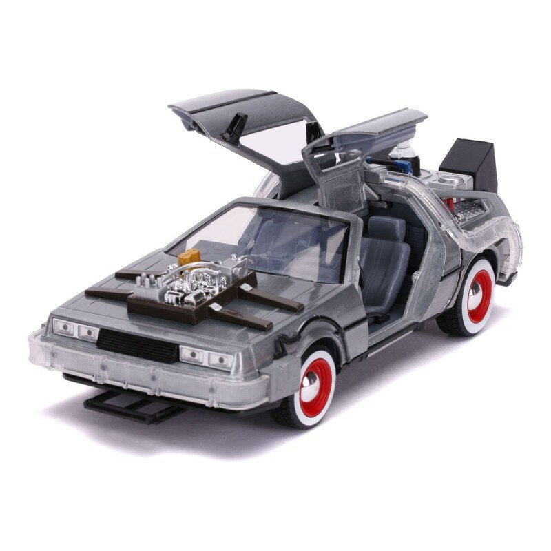 Macheta auto Back to the Future III DeLorean cu LED 1/24 , Metalica, Multicolor