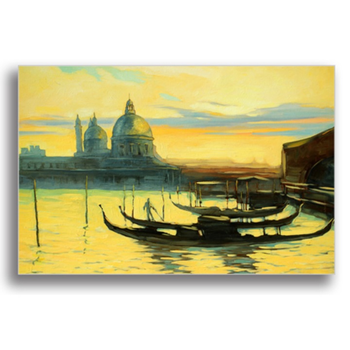 Printly, Színes Vászonkép, "Gondolák Velencében" címmel, 100x70cm