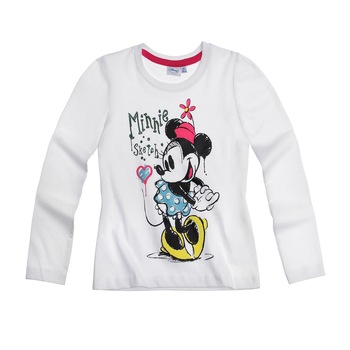 Bluza cu maneca lunga Disney Minnie alba, 128 cm, 8 ani Bluza cu maneca lunga Disney Minnie alba, 128 cm, 8 ani