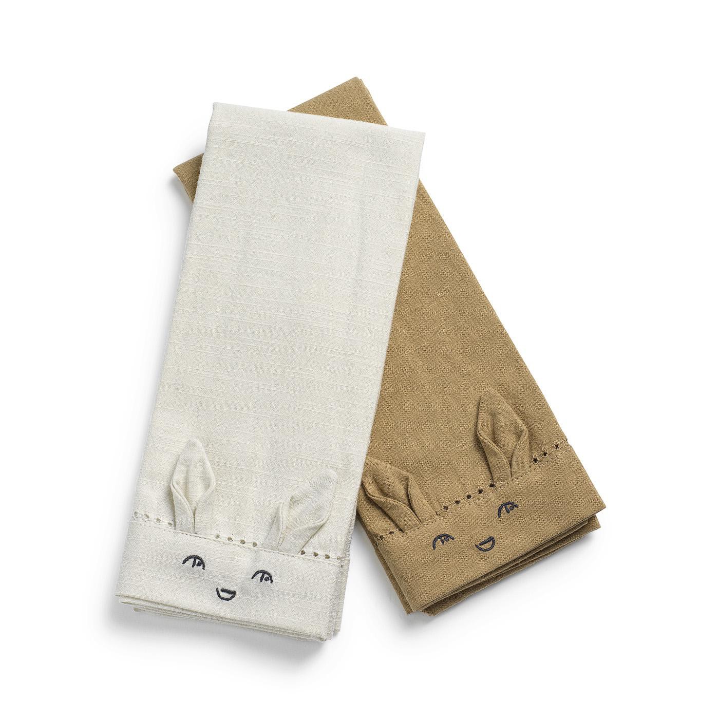 Set 2 prosoape bebe Elodie Details Alb/Maro, 45 x 45 cm