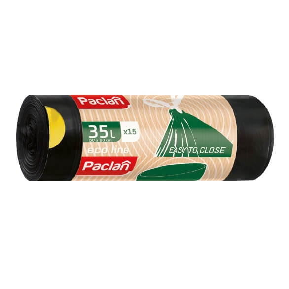 Saci menajeri cu snur 35 l negri 15 buc eco line paclan