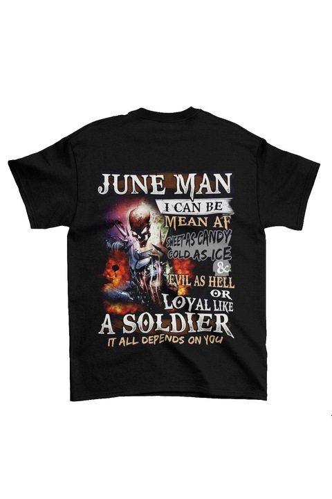 Мъжка тениска, As a June man, черна, гръб, S