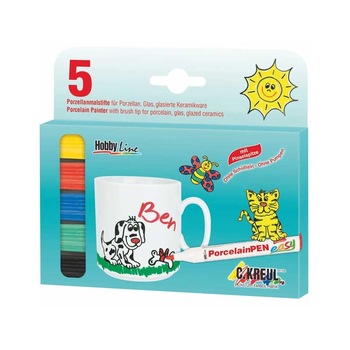 Set 5 markere pentru portelan, C. Kreul Set 5 markere pentru portelan, C. Kreul