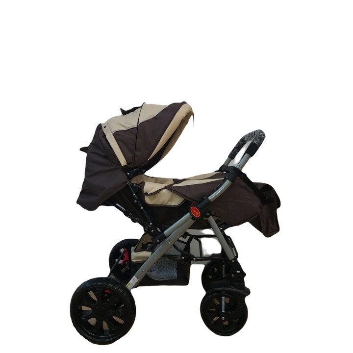 Carucior 2 in 1, transformabil landou-sport, amortizoare roti, maro