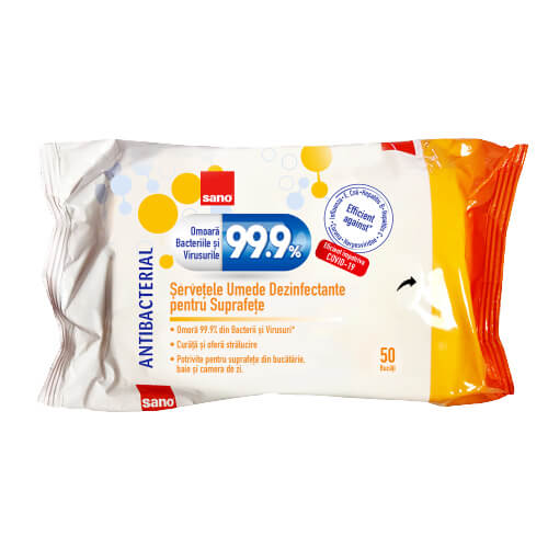 Servetele umede dezinfectante pentru suprafete 50buc sano