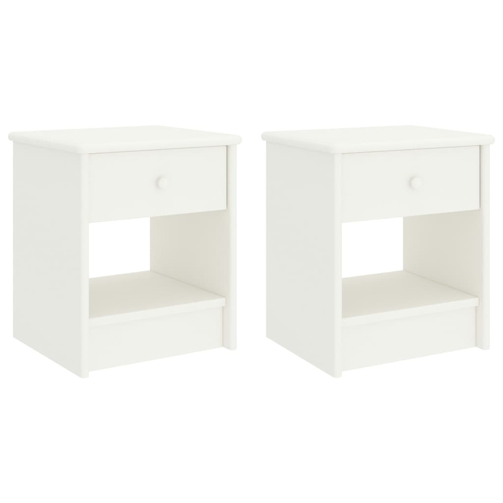 Set de 2 noptiere, vidaXL, Lemn masiv de pin, 35x30x40 cm, Alb