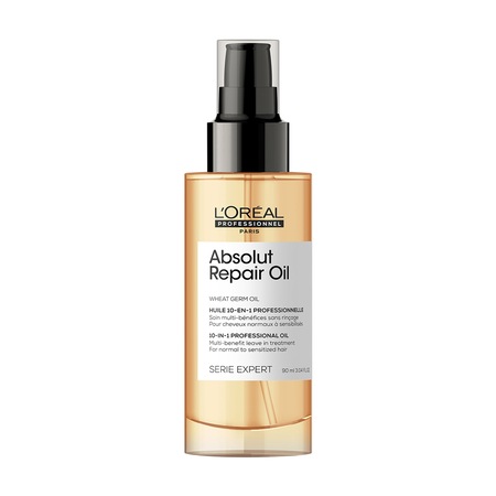 Ulei de par, L’Oreal Professionnel Serie Expert Absolut Repair, multi-beneficii, fara clatire, pentru par uscat si deteriorat, cu ulei de germeni de grau & proteine pentru restructurarea si refacerea fibrei, 90ml