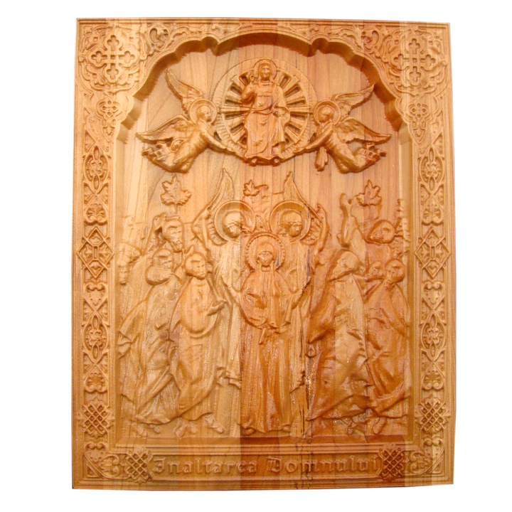 Icoana sculptata Inaltarea Domnului, lemn masiv, 28x22,8 cm