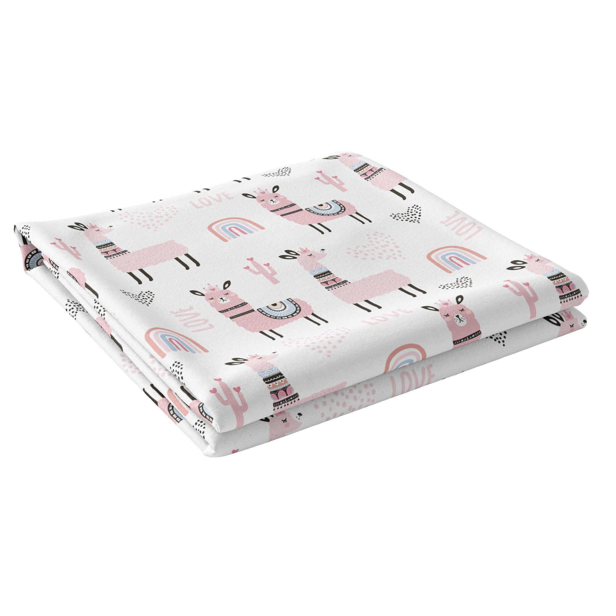 Paturica din bumbac organic tricotat 6 in 1, 0-5 ani, 90x120 cm, Bebeke Organic Animals, Pink Llama