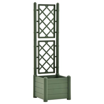 Jardiniera de gradina cu spalier, vidaXL, Polipropilena, 43 x 43 x 142 cm, 30 L, Verde Jardiniera de gradina cu spalier, vidaXL, Polipropilena, 43 x 43 x 142 cm, 30 L, Verde