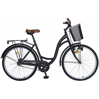 Bicicleta City, Roti 26 Inch, Frane V-Brake, Pompa, Far cu Dinam, Velors Ukraina V2694A, Culoare Negru/Maro Bicicleta City, Roti 26 Inch, Frane V-Brake, Pompa, Far cu Dinam, Velors Ukraina V2694A, Culoare Negru/Maro