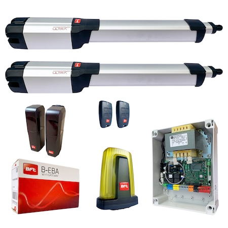 Kit automatizare porti batante, Kustos Ultra BT A25, Bft, B-EBA WiFi, lungime 2.5m/canat, greutate 400Kg/poarta, 24V, U-control, casa smart