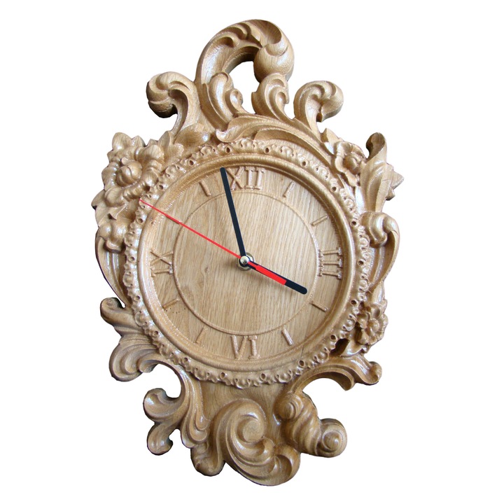 Ceas de perete sculptat model frunza acant 36x24 cm