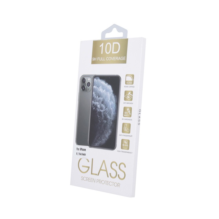 Edzett üveg 10D iPhone 7 / 8 / SE 2020 / SE 2022 fekete kerethez
