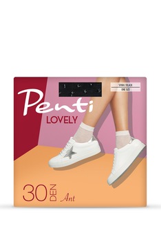 Sosete scurte dama Penti Ant, Elastan/Poliamida, Model buline, 30 Den, Negru, Marime universala Sosete scurte dama Penti Ant, Elastan/Poliamida, Model buline, 30 Den, Negru, Marime universala
