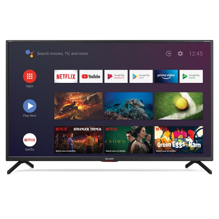 Телевизор Sharp LC-43UK7554E, 43” 4K Ultra HD Android TV, Черен