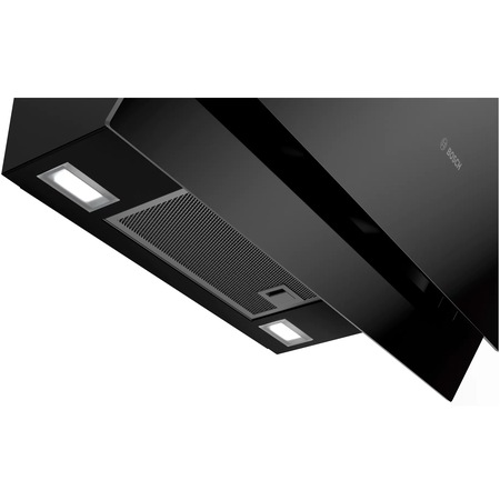 Hota incorporabila decorativa Bosch DWK67CM60, Putere de absorbtie 700 mc/h, 3 trepte + 1 intensiv, Control touch, 60 cm, Sticla neagra