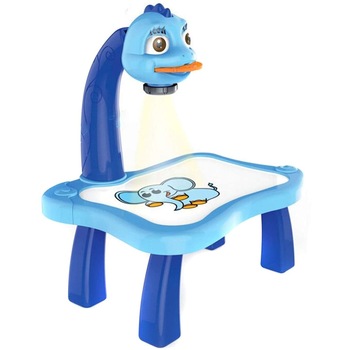 Set proiector pentru desen cu tablita, 12 culori, 24 de desene pentru copii, albastru Set proiector pentru desen cu tablita, 12 culori, 24 de desene pentru copii, albastru