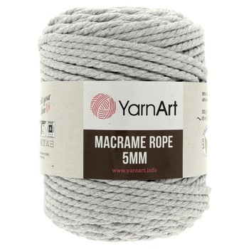 Coarda macrame Yarnart, 5mm, gri, 85 m Coarda macrame Yarnart, 5mm, gri, 85 m