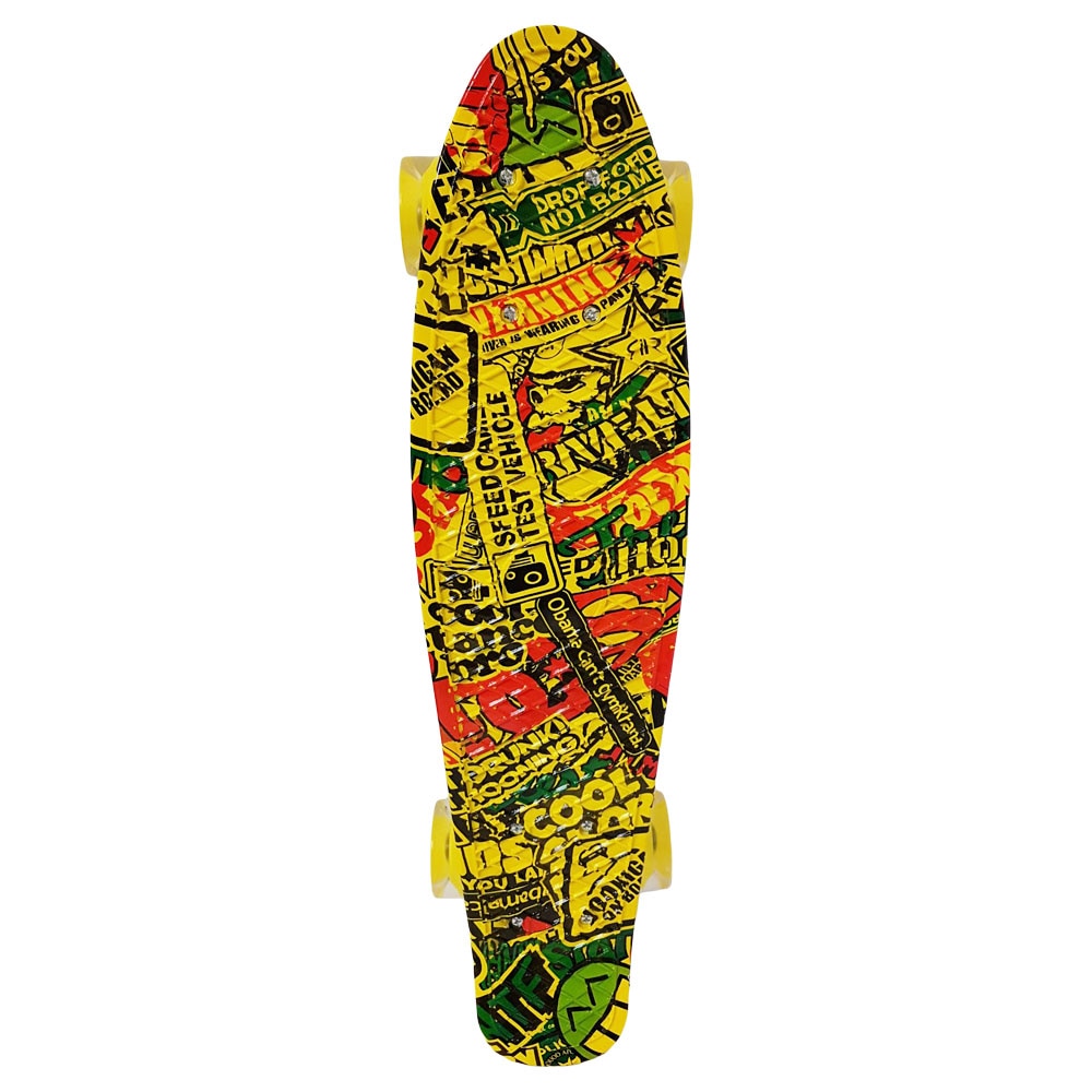 Penny board cu roti de silicon si lumini ABEC-7, PU, Aluminiu, HB3004-B RCO®