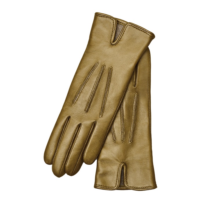 Зимни ръкавици за жени, Подплатени напа кожа, кашмирена подплата, модел Берта, Маслинено зелено