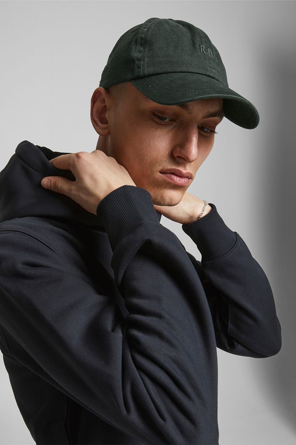 Jack&Jones, Sapca ajustabila cu broderie, Gri inchis