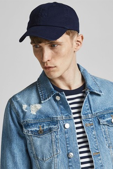Jack&Jones, Sapca ajustabila cu broderie, Bleumarin inchis Jack&Jones, Sapca ajustabila cu broderie, Bleumarin inchis