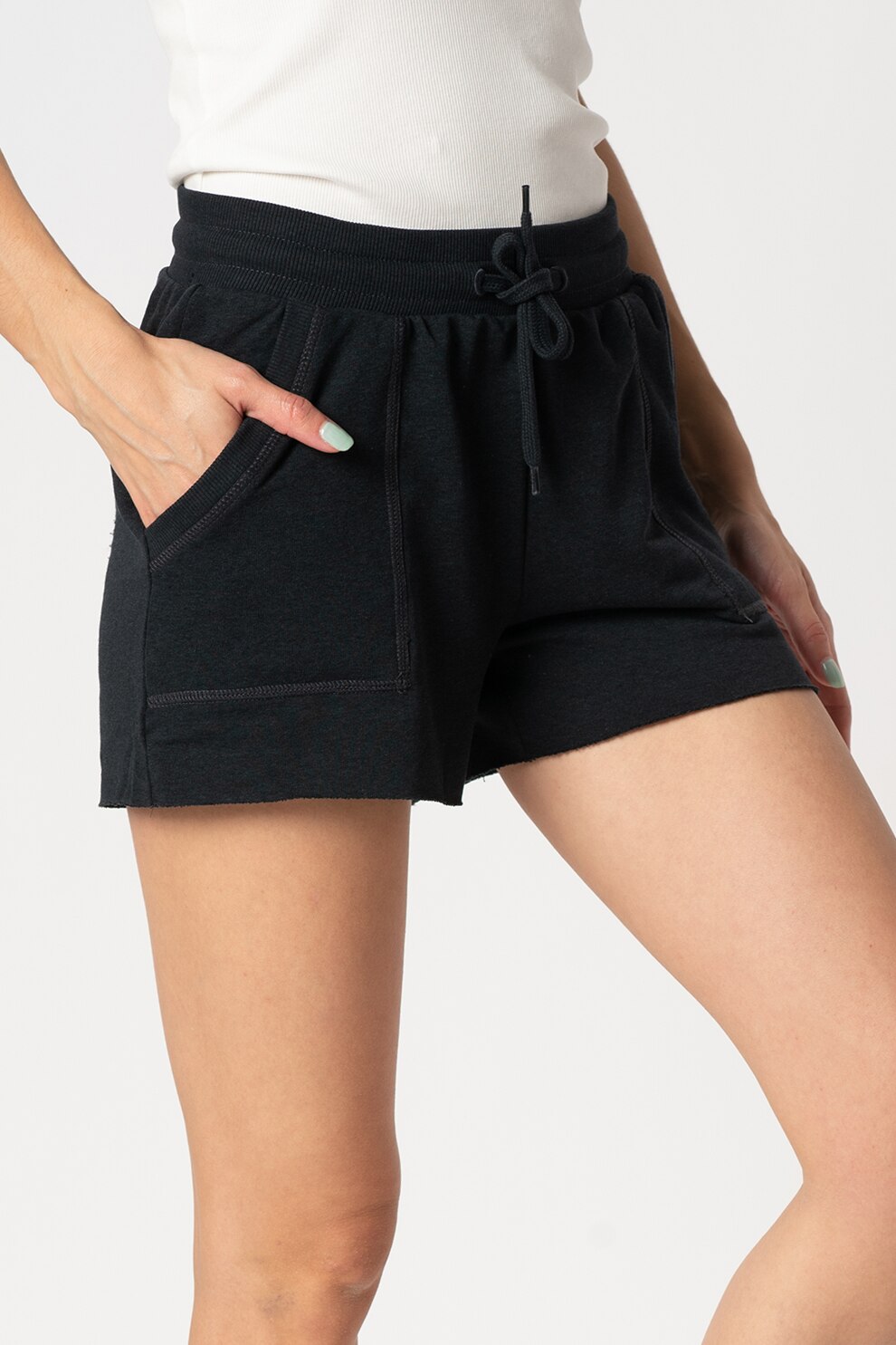 Only Play, Pantaloni scurti cu snur in talie Mika, Negru