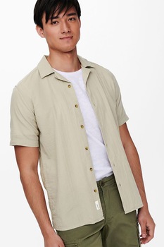 Only & Sons, Camasa regular fit de bumbac, Maro nisip Only & Sons, Camasa regular fit de bumbac, Maro nisip