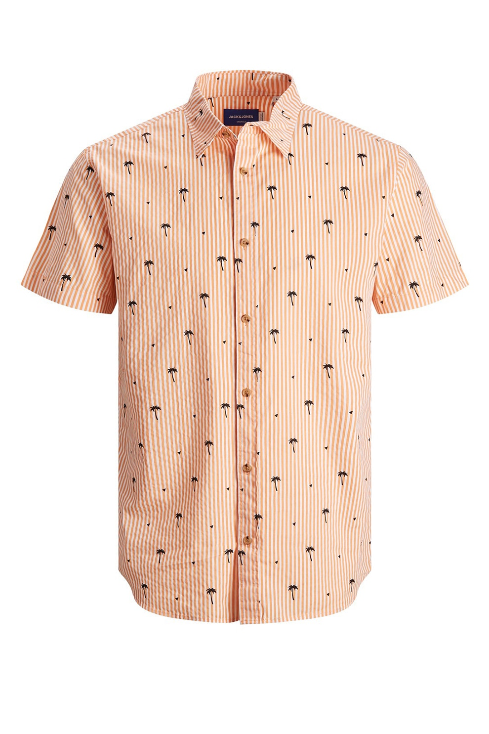 Jack&Jones, Camasa regular fit cu maneci scurte, Oranj pal/Negru