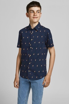 Jack&Jones, Camasa regular fit cu maneci scurte, Albastru inchis Jack&Jones, Camasa regular fit cu maneci scurte, Albastru inchis