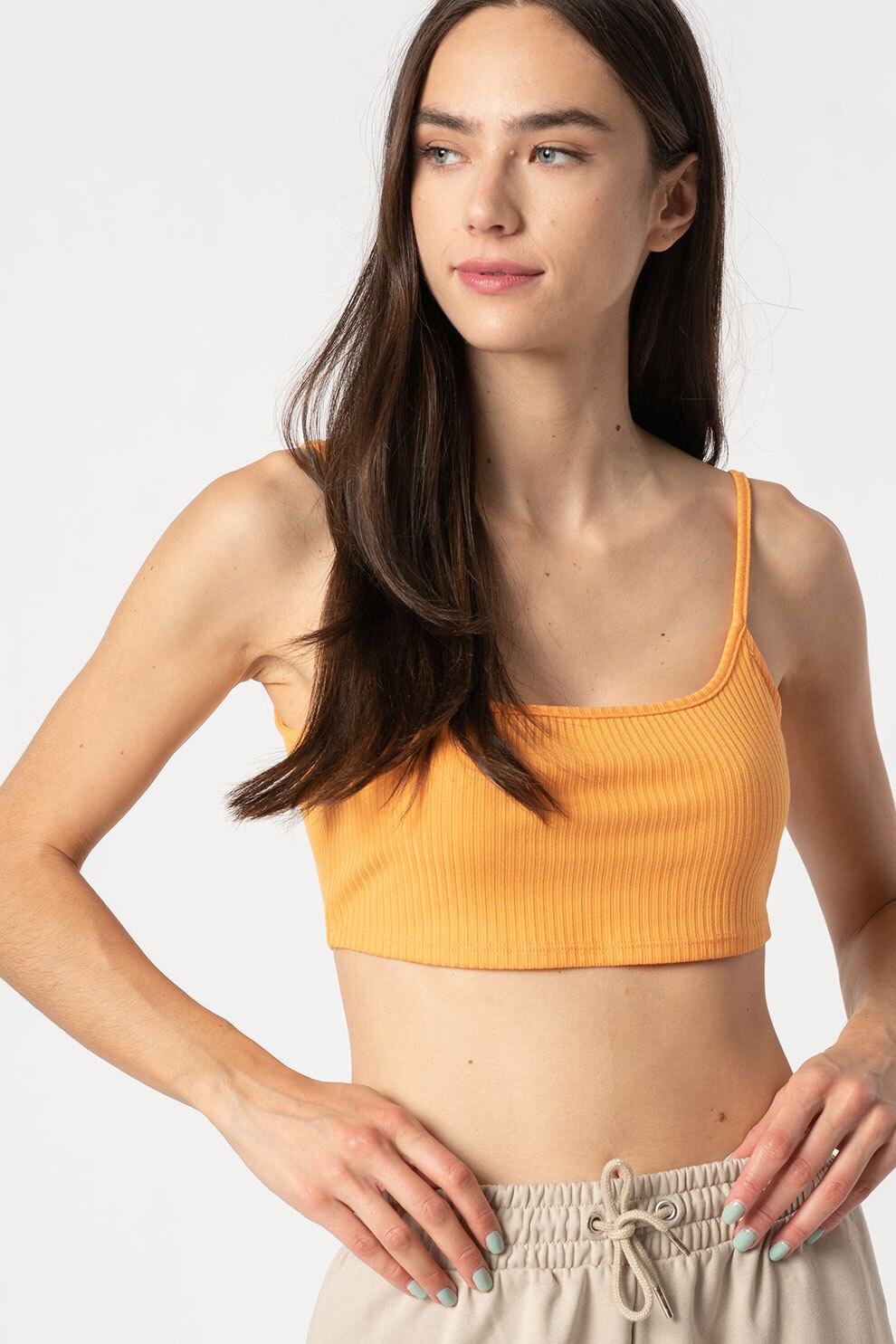Only, Top crop cu striatii Ginna, Oranj